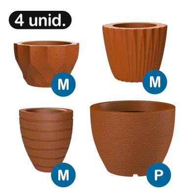 Kit Londres – Vaso Decorativo – Flor de Lotus M – Vaso Riscato M Redondo Grafiato P